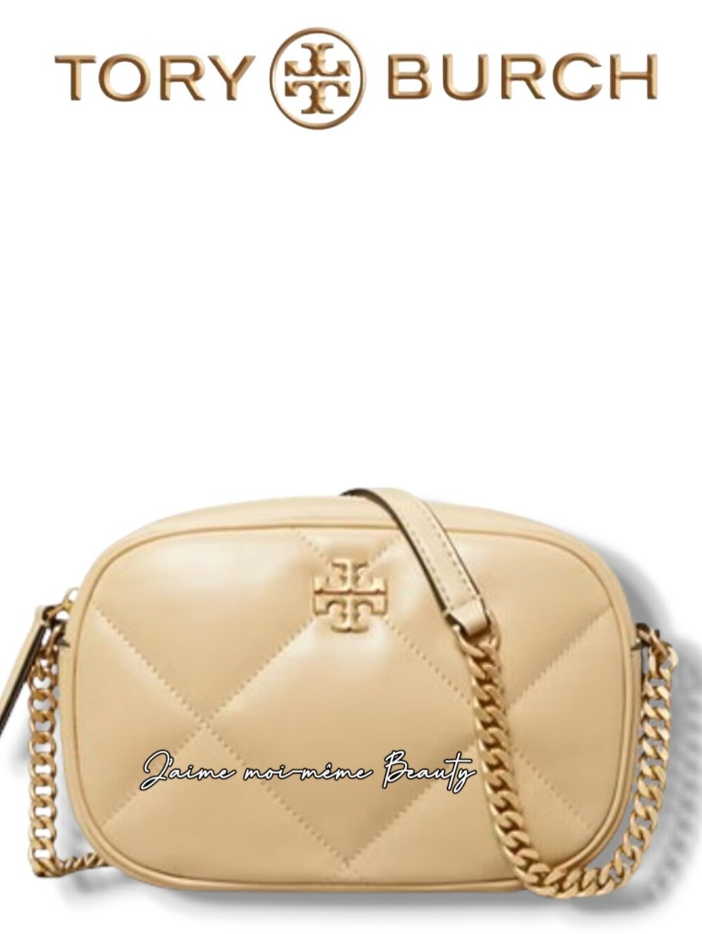 Tory Burch Kira Quilted Vanilla Soft Serve Crossbody Camera Bag with Chain Strap